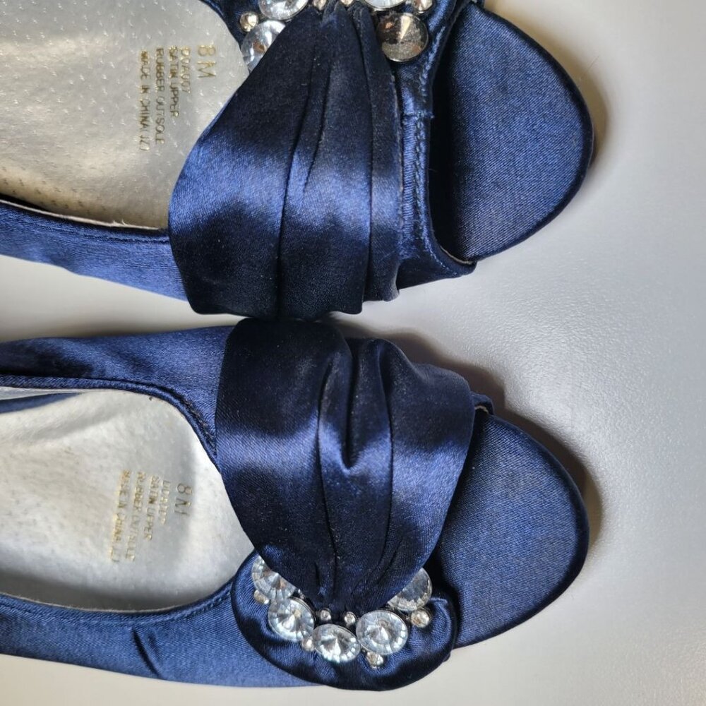 Beacon Fashion Heels Shoes Satin Blue 2 Inch Wedding Mother Bride Groom Womens 8 - Picture 4 of 11